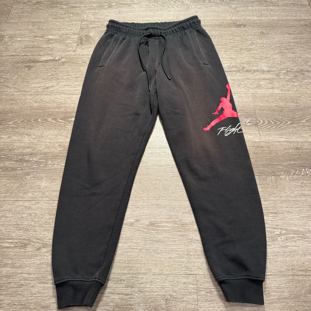 Jordan Pants Mens Small Black Flight‎ Air Jumpman Jogger Sweatpants 28x28 Fleece